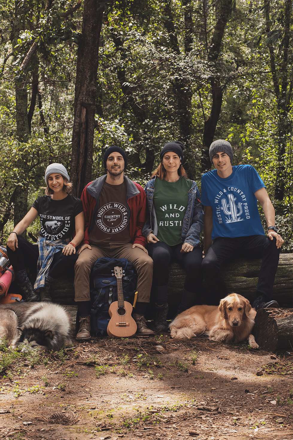 mockup-of-four-friends-at-a-campsite-wearing-customizable-t-shirts-30485-min